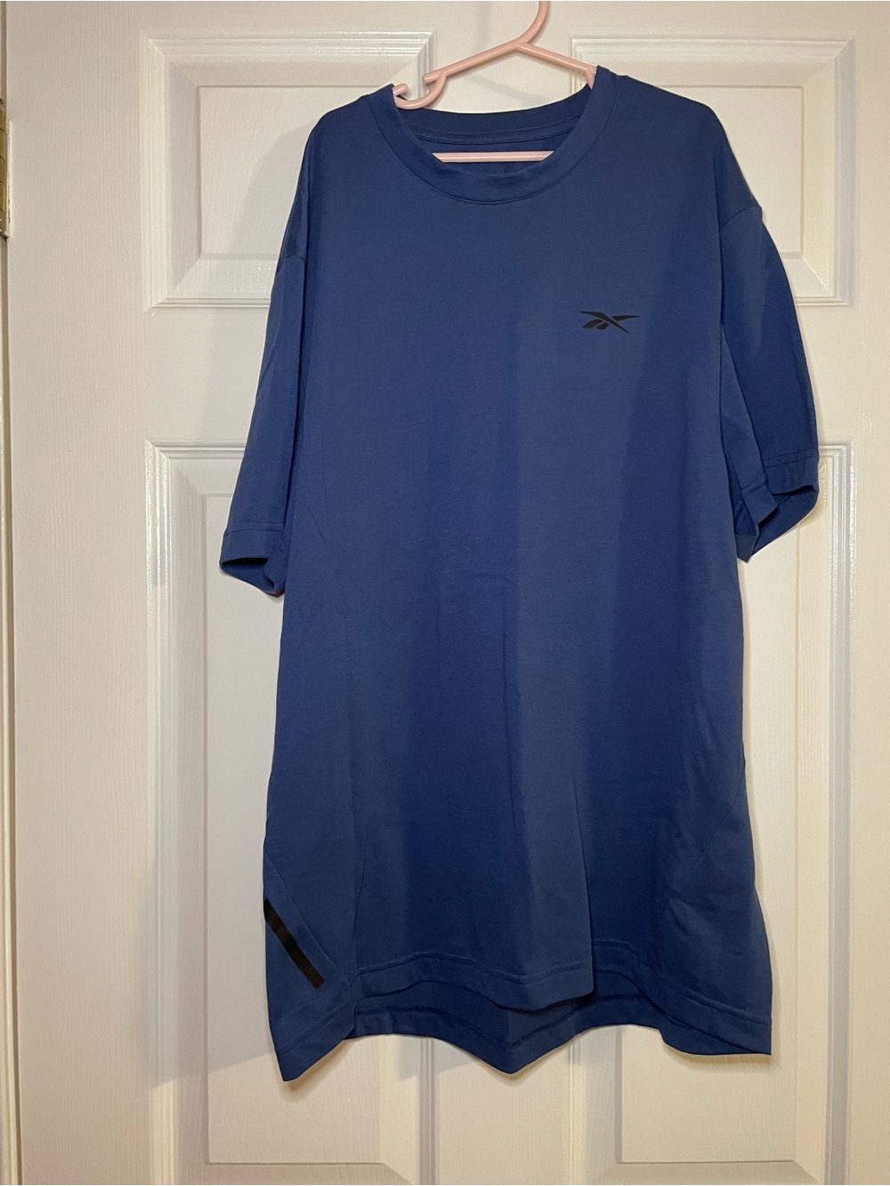 Reebok Men's Crew Neck Short Sleeve Tee in Blue with Black Logo